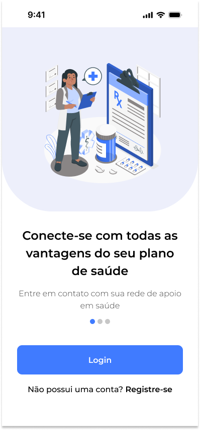 Tela de conexão com plano de saúde